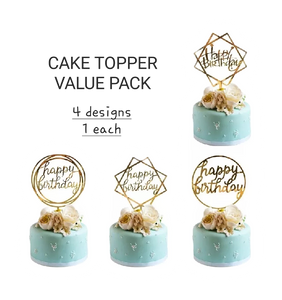 Happy Birthday Cake Topper Value Pack- 4pack