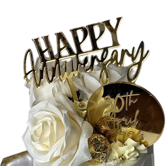 HAPPY Anniversary Cake Topper2- GOLD