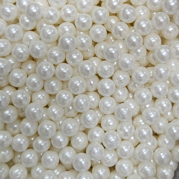 WHITE SUGAR PEARLS- 6mm