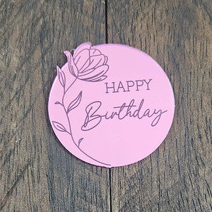 Cupcake Charm- HBD PINK w/flower