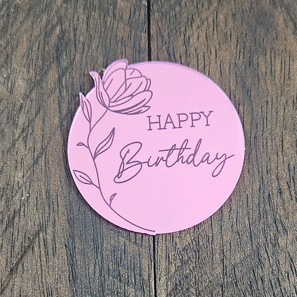 Cupcake Charm- HBD PINK w/flower