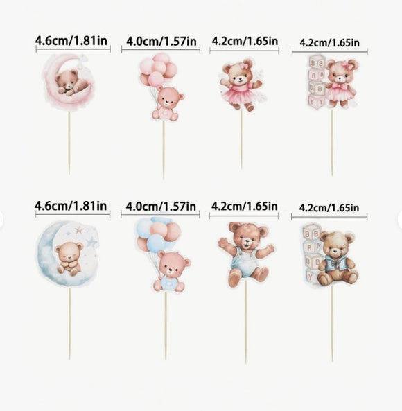 Baby Shower Cupcake Topper- BEAR (32pcs)