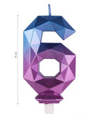 Number Candle - GEOMETRIC Blue/Purple