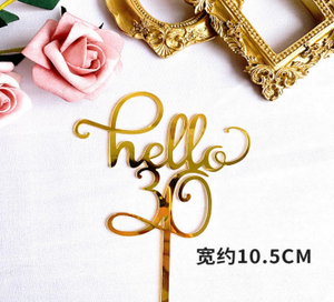 hello 30 Acrylic Cake Topper