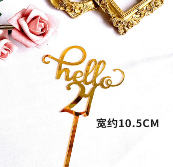 hello 21 Acrylic Cake Topper